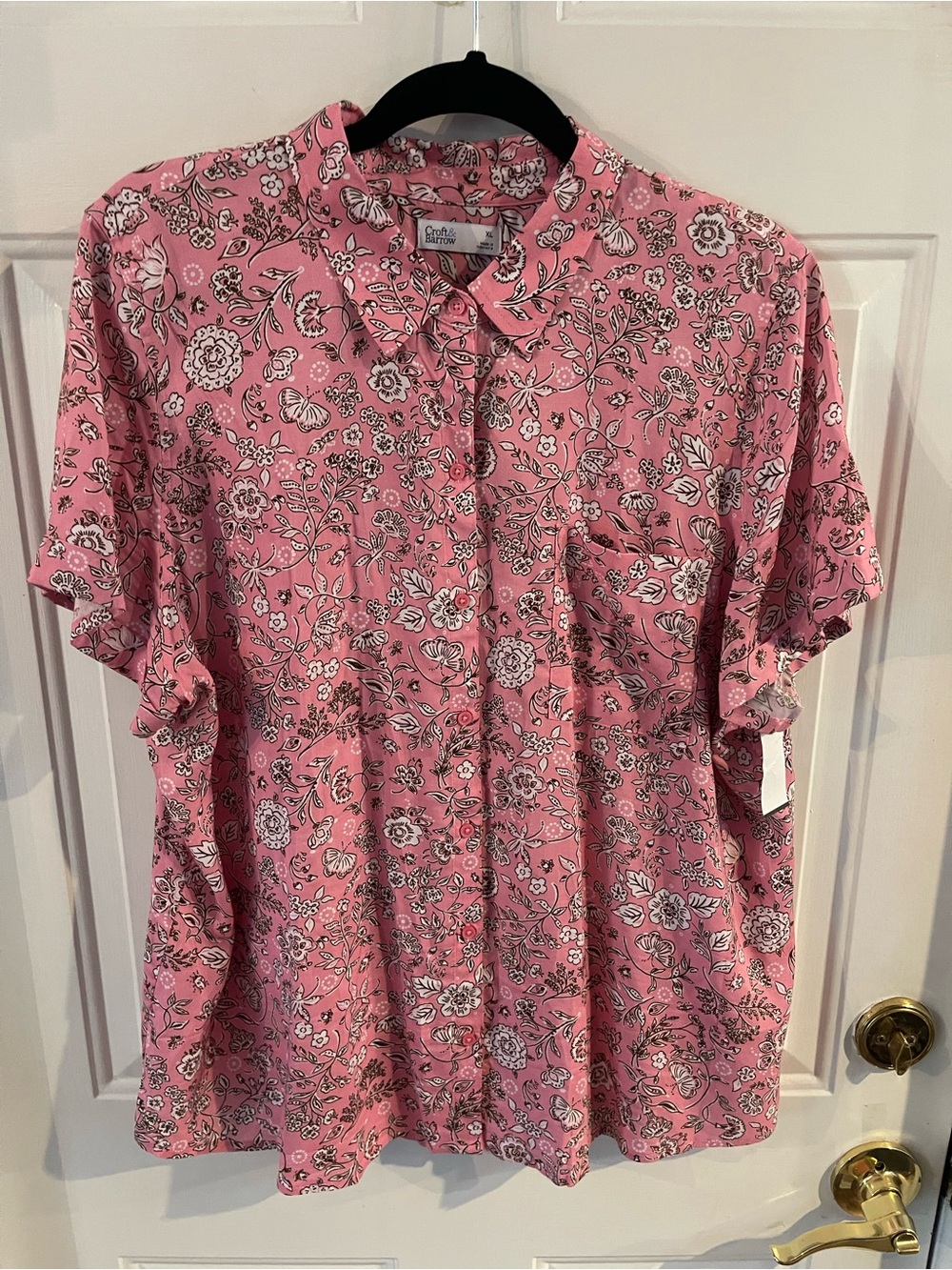 croft & barrow Pink Floral Short-Sleeve Button-Down Shirt